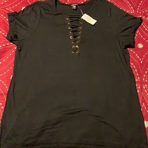 Black shirt, new, never worn. Smudge on sleeve.